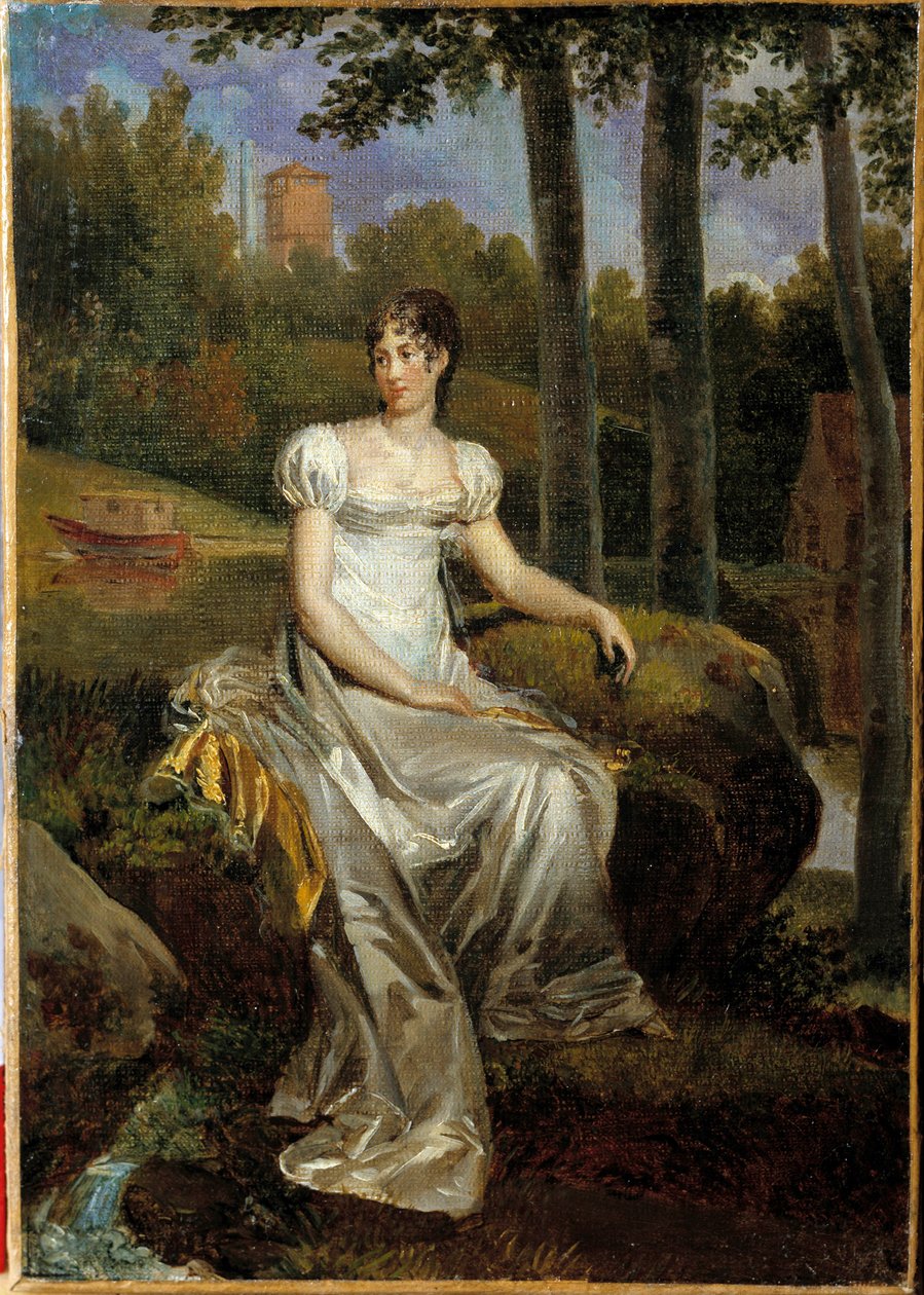 Retrato de Desiree Clary (1777-1860) esposa de Bernadotte, rainha da Suécia, representou a princesa de Monte Corvo no parque do castelo de Bellevue. Pintura de François Gerard (1770-1837) de Baron François Pascal Simon Gérard