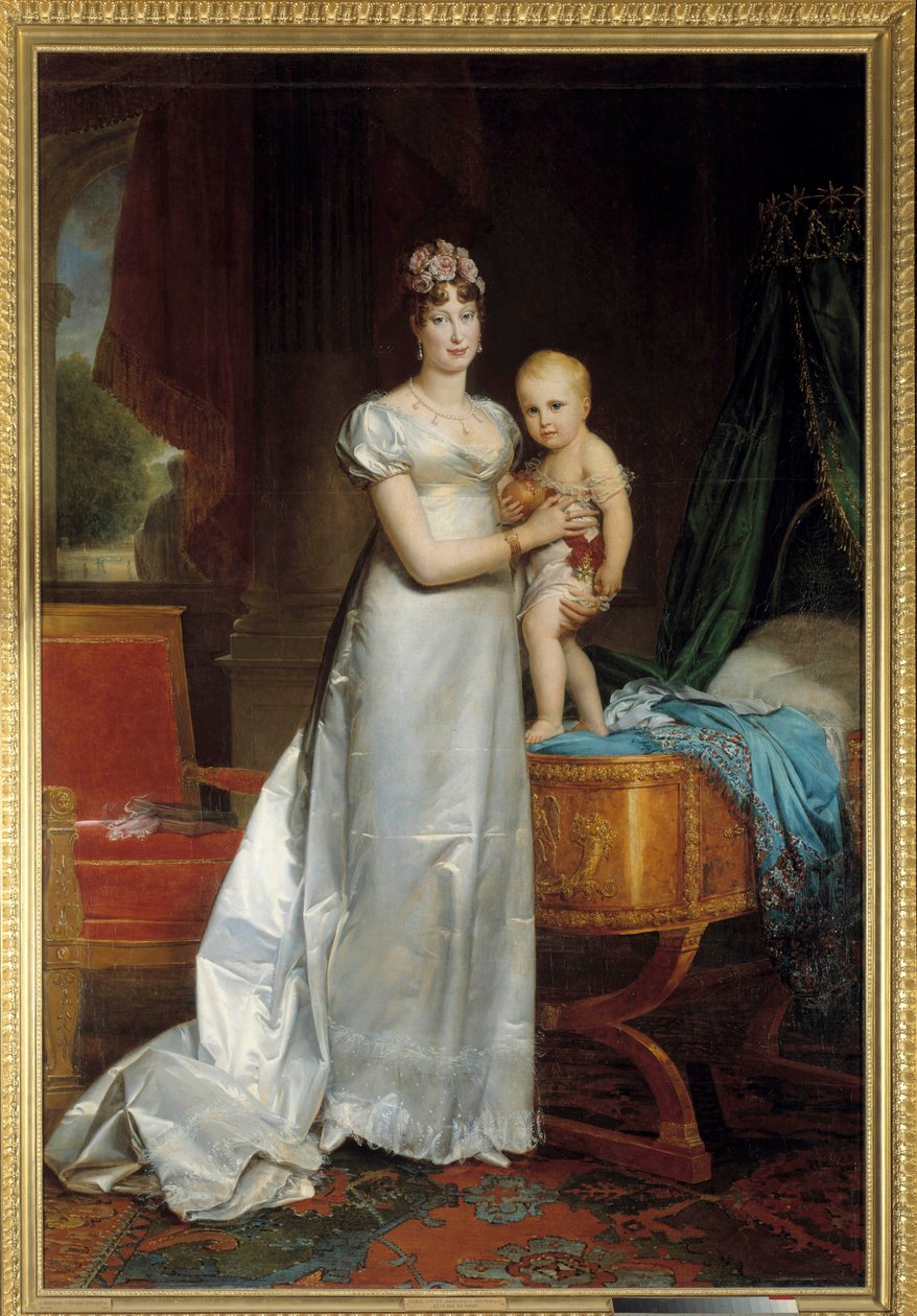 Retrato da Impressora Marie Louise (1791-1847) e do Rei de Roma Pintura de François Gerard (1770-1837) 1813. Dim. 2,40 x 1,62 m. Versalhes, Musee du Chateau - Retrato da Imperatriz Maria Luísa (1791-1847) e do Rei de Roma. Pintura de Franco de Baron François Pascal Simon Gérard