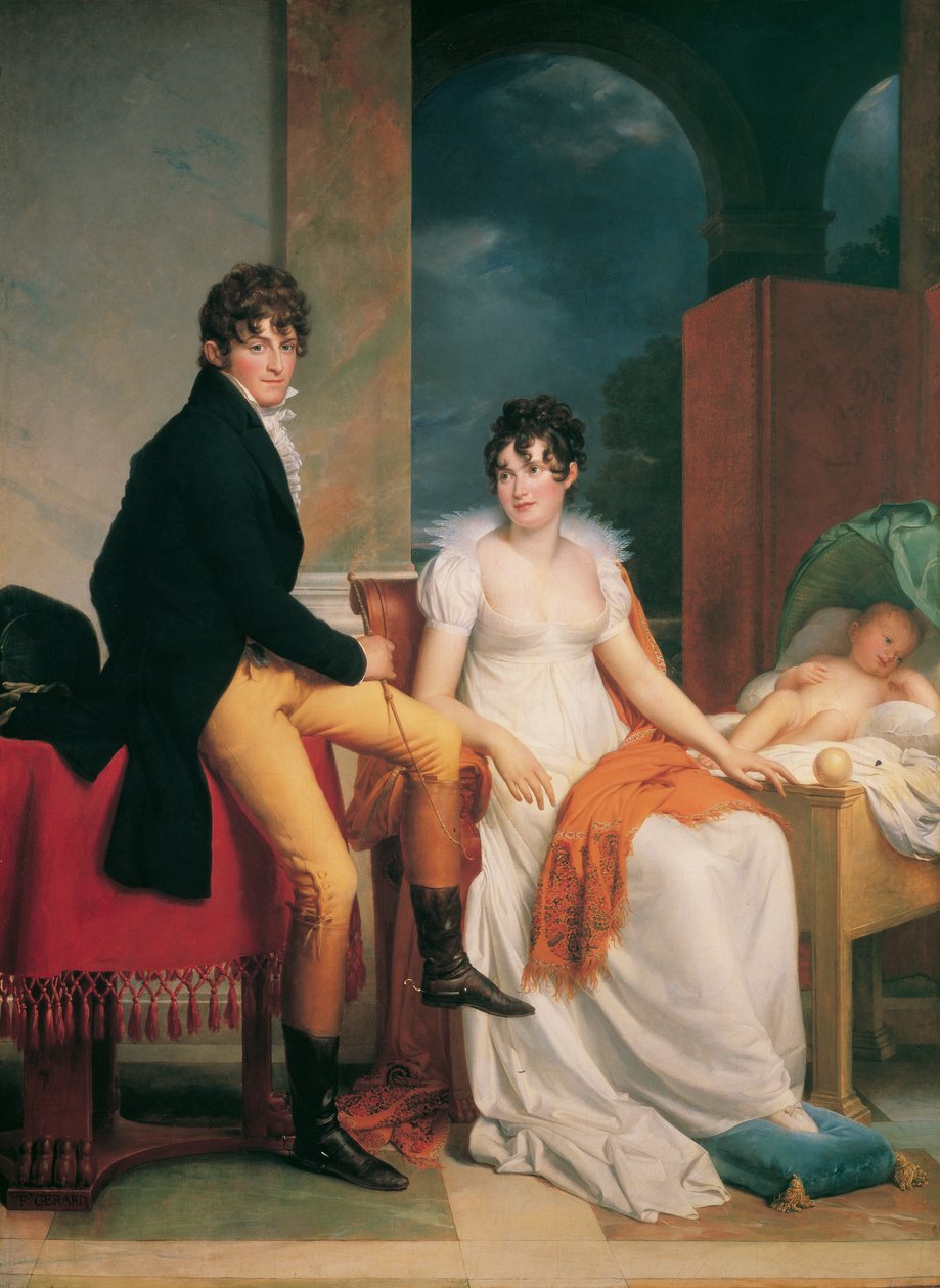 Moritz Christian Conde Imperial von Fries com a sua esposa Maria Theresia Josepha, a princesa Hohenlohe-Waldenburg-Schillingsfürst, e o filho Moritz de Francois Pascal Simon Gerard