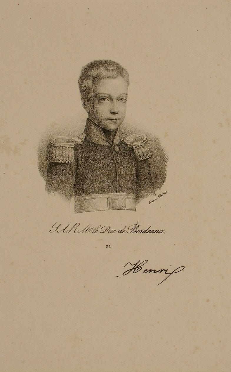 Henri Charles Ferdinand Marie Dieudonne da França, duque de Bordeaux, conde de Chambord de Francois Seraphin Delpech