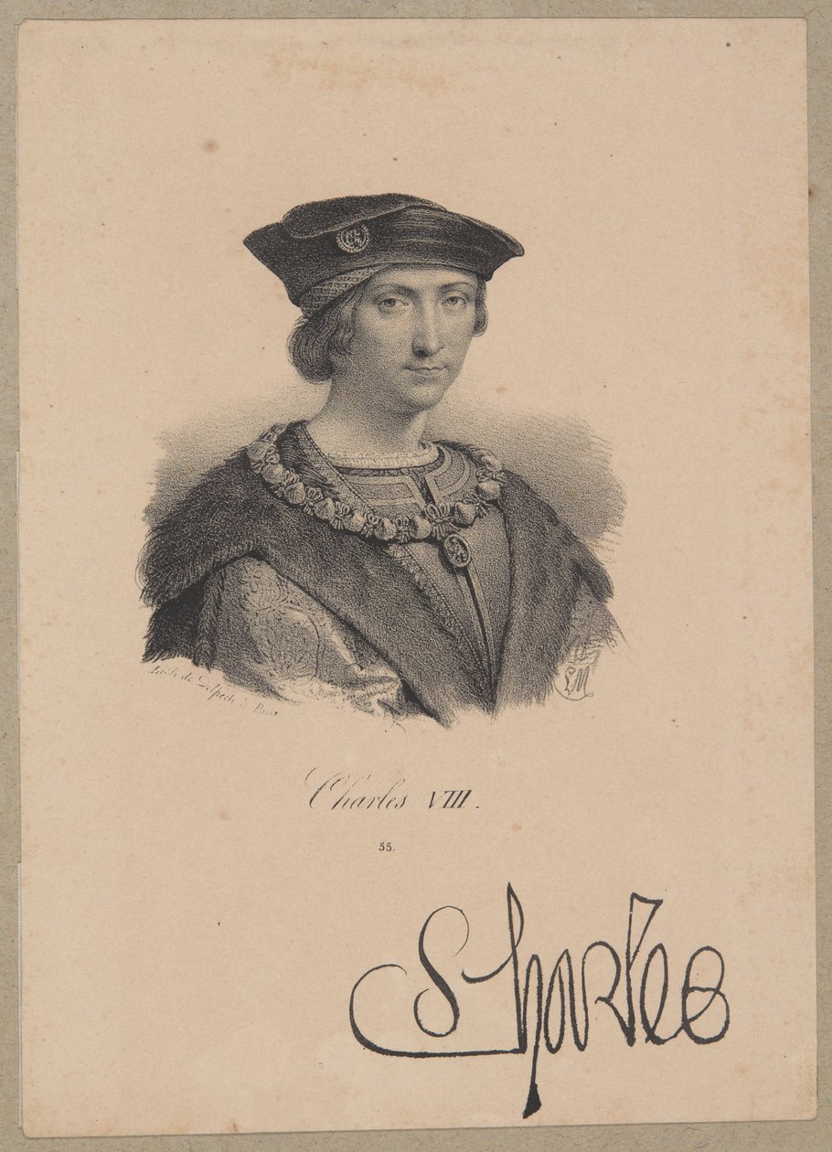 Carlos VIII (1470, Amboise – 1498, Amboise) – rei de França desde 1483, da dinastia dos Valésios de Francois Seraphin Delpech