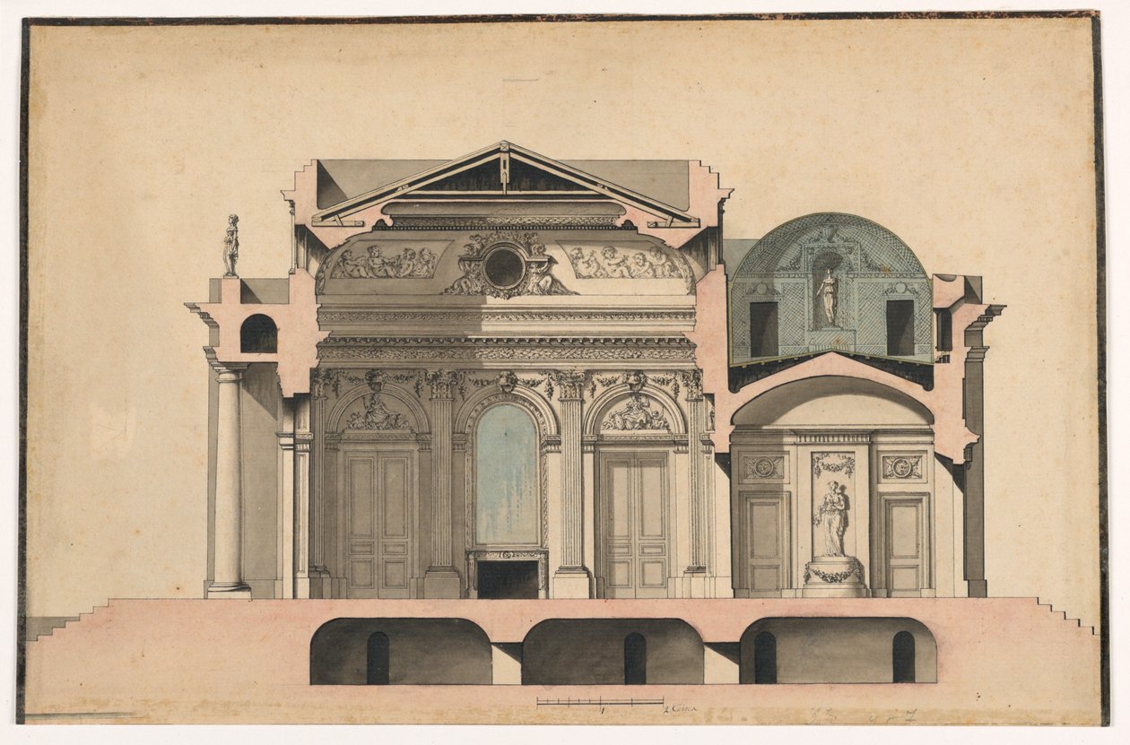 Seção de uma Vila de Francois Soufflot, called Le Romain