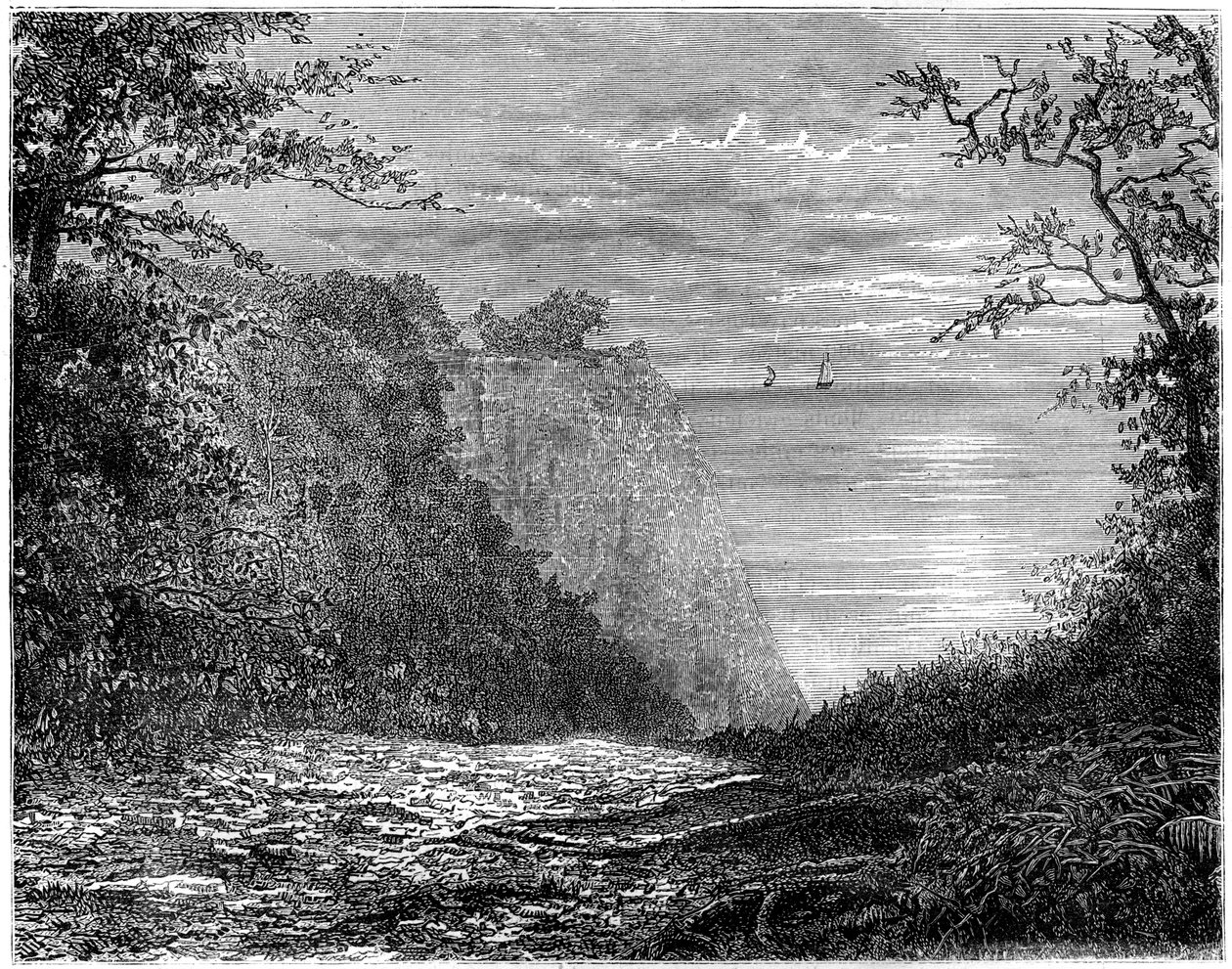 Os penhascos de giz no Königsstuhl, Rügen, Alemanha, século XIX. de Francois Stroobant