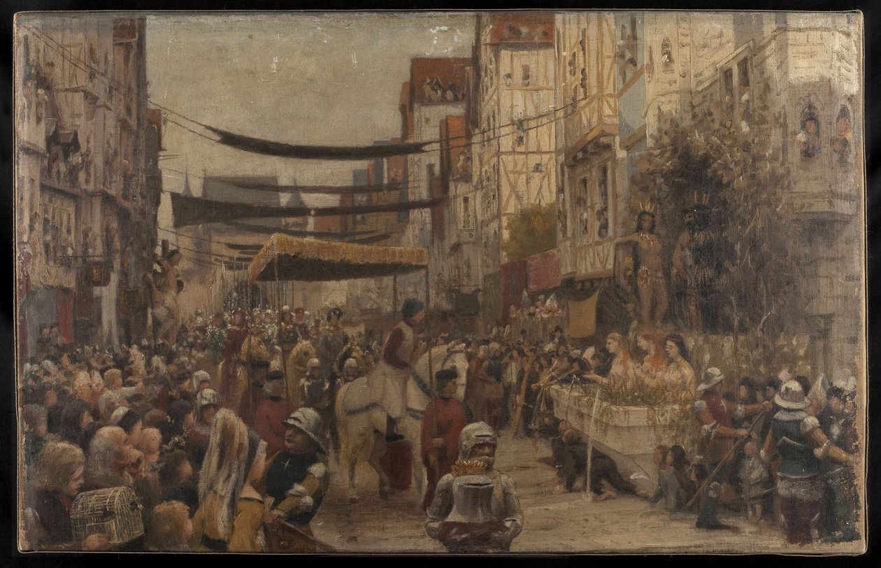 Esboço para o Salon des Sciences, Hôtel de Ville, Paris: A entrada de Luís XI em Paris, entre 1889 e 1890 (óleo sobre tela) de Francois Tattegrain