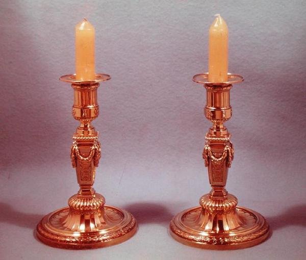 Dois castiçais (prata dourada) de Francois Thomas Germain
