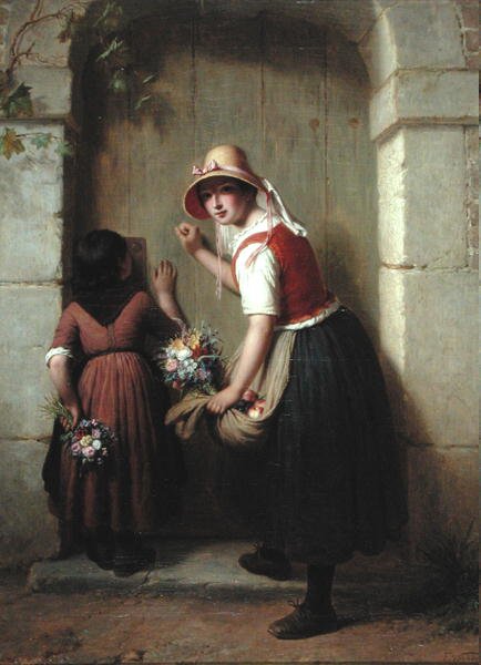 Os Vendedores de Flores (óleo sobre tela) de Francois Verheyden