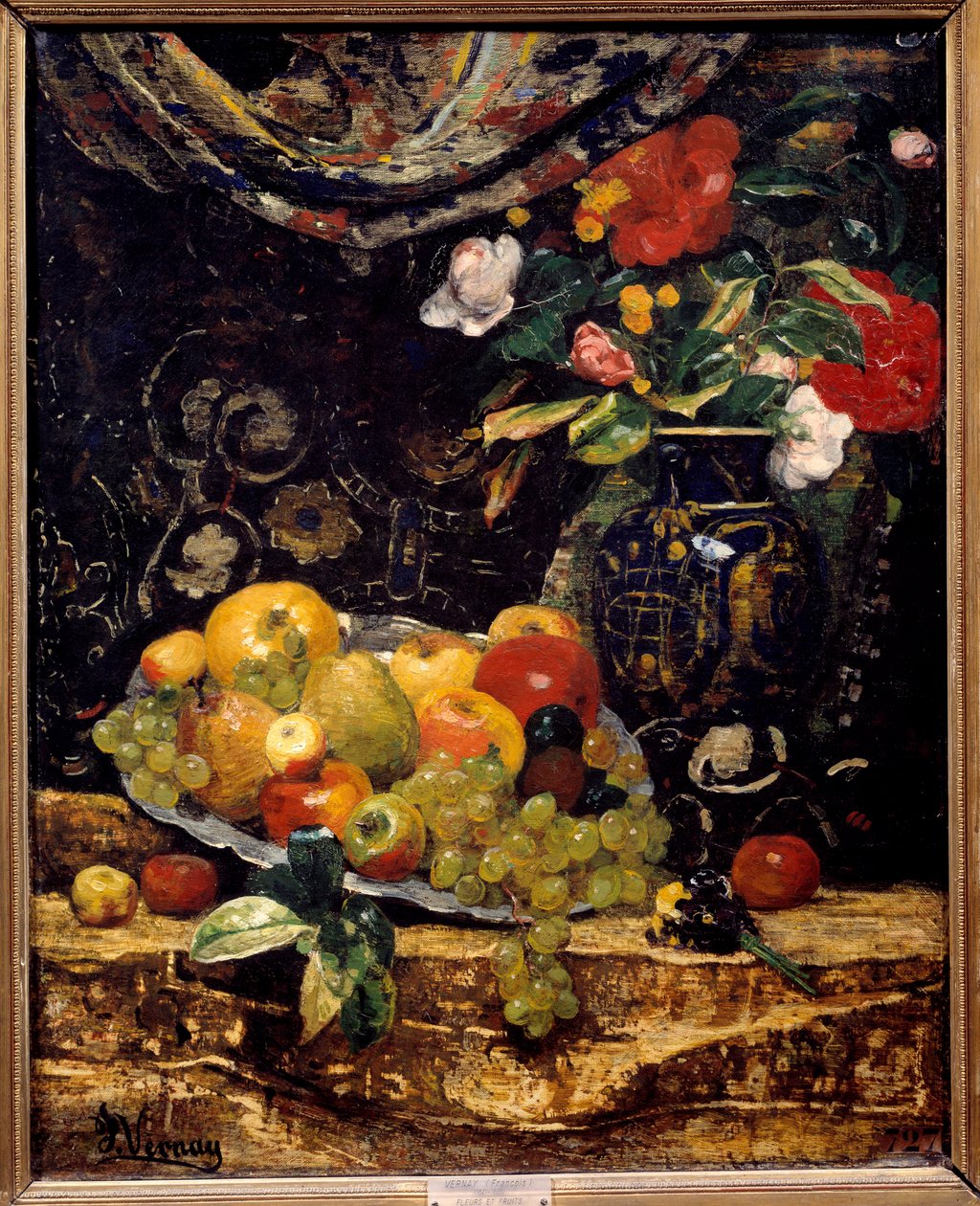 Flores e frutos. Pintura de François Vernay (1821-1896) de Francois Vernay