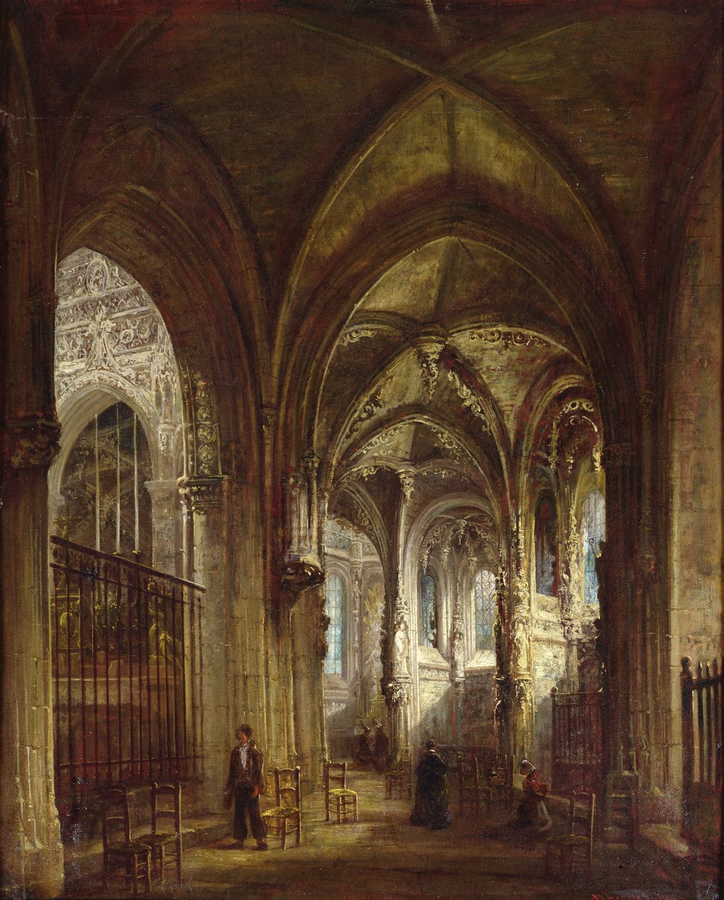 Interior da Igreja de St. Pierre, Caen, 1861 de Francois d