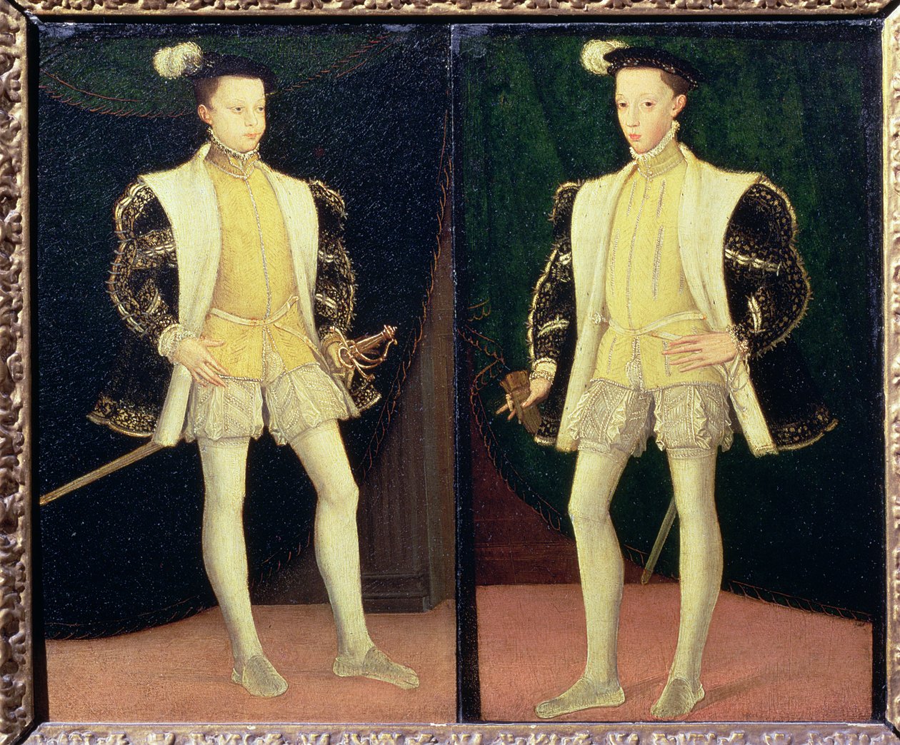 Da esquerda para a direita Francisco II (1544-60) e Carlos IX (1550-74) da França de Francois workshop of Clouet
