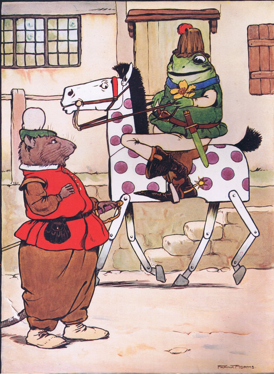 Então ele se pôs com seu chapéu de ópera, ilustração de "The Frog would a Wooing Go", de Charles H. Bennett, 1916 de Frank Adams