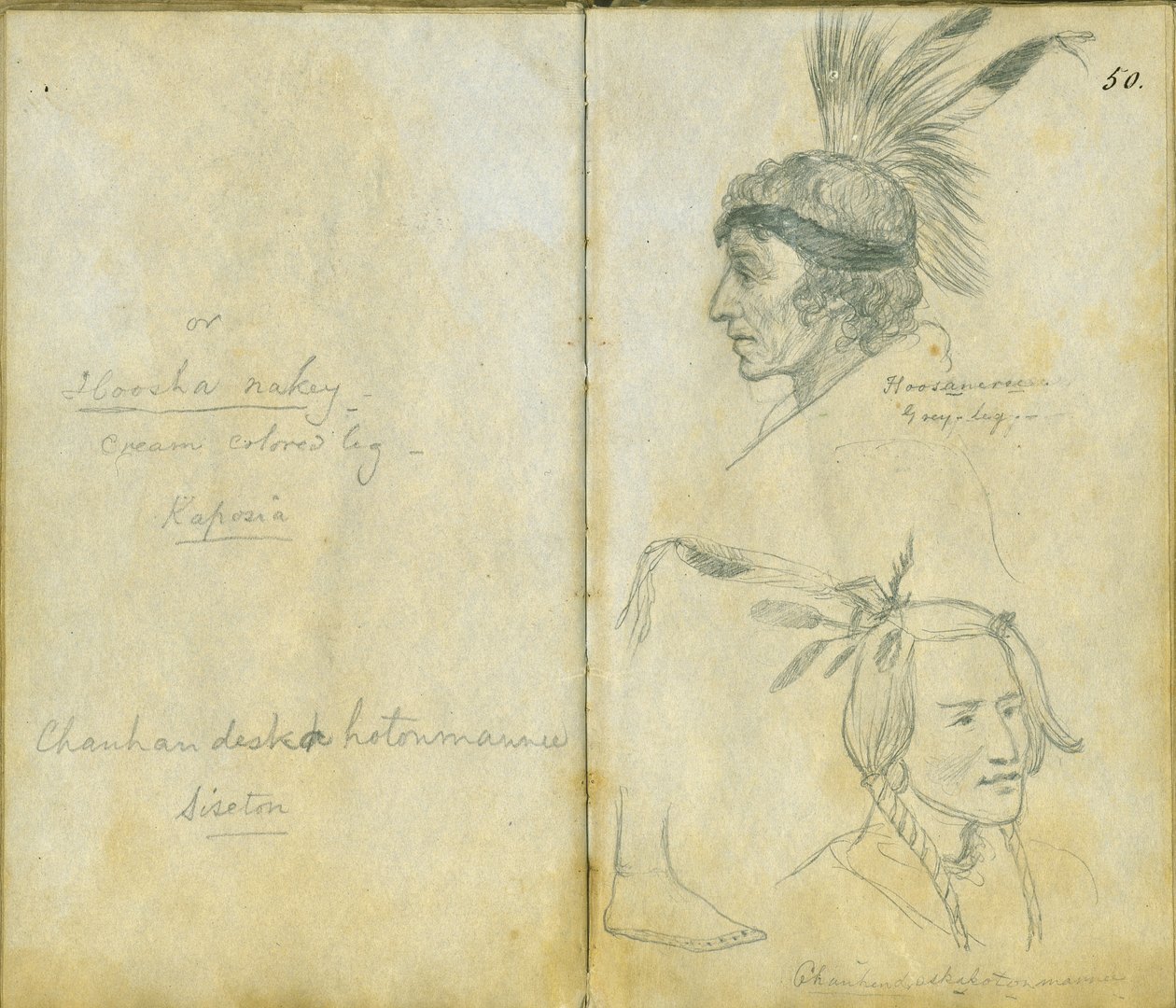 Retratos de Gray Leg e um homem Sisseton não identificado, 1851 de Frank Blackwell Mayer