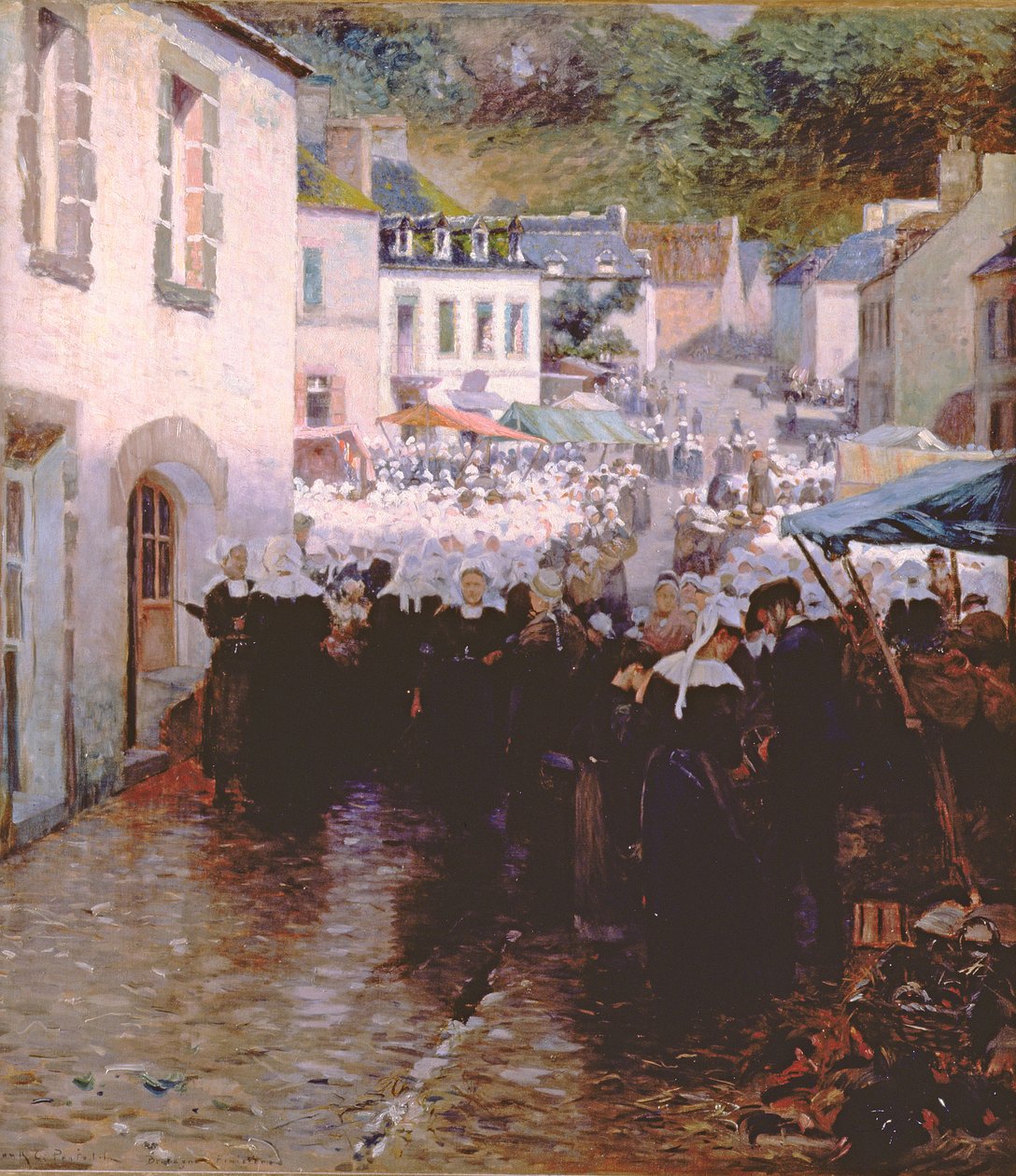 Brittany Peasants Market Day em Pont Aven de Frank C. Penfold
