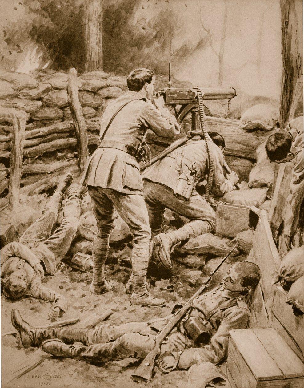 Tenente Campbell e Vincent Privado, canadenses, em &39;Stony Mountain&39;, maio de 1915 de Frank Dadd