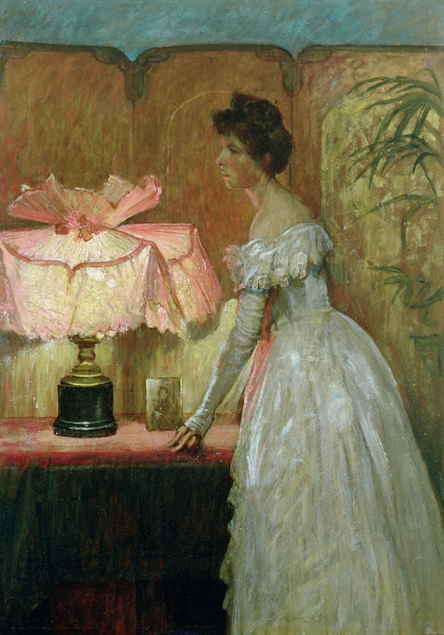 Estudo Lamplight de Interior com Lady, 1891 de Frank Dicksee