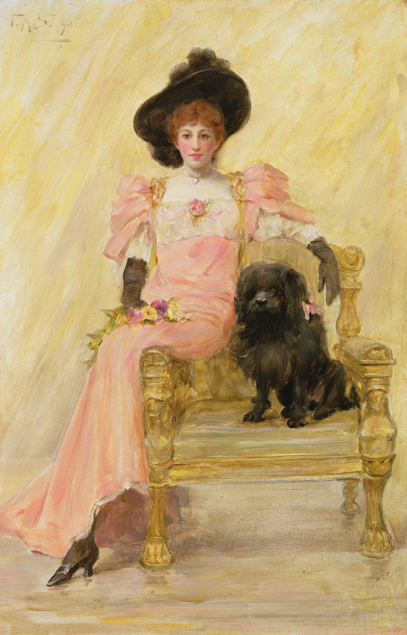 Retrato de uma senhora com seu cachorro de Frank Markham Skipworth