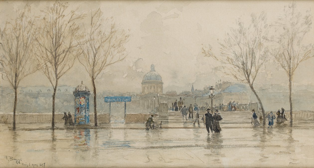 Pont des Arts, Paris, 6 de março de 1897 (wc no papel) de Frank Myers Boggs