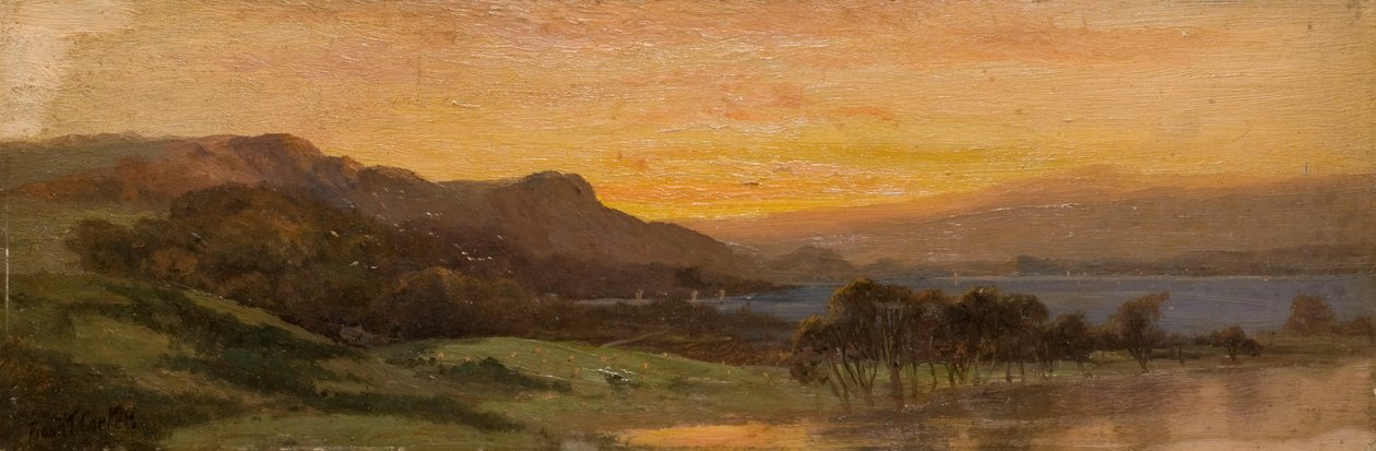 Pôr do sol, cena do lago de Frank Thomas Carter