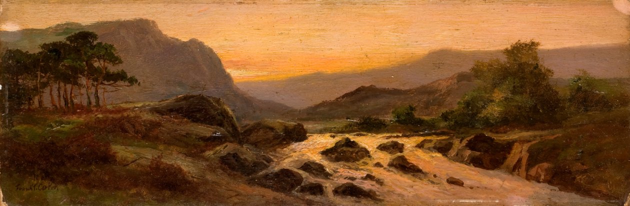 Pôr do sol, córrego rochoso de Frank Thomas Carter
