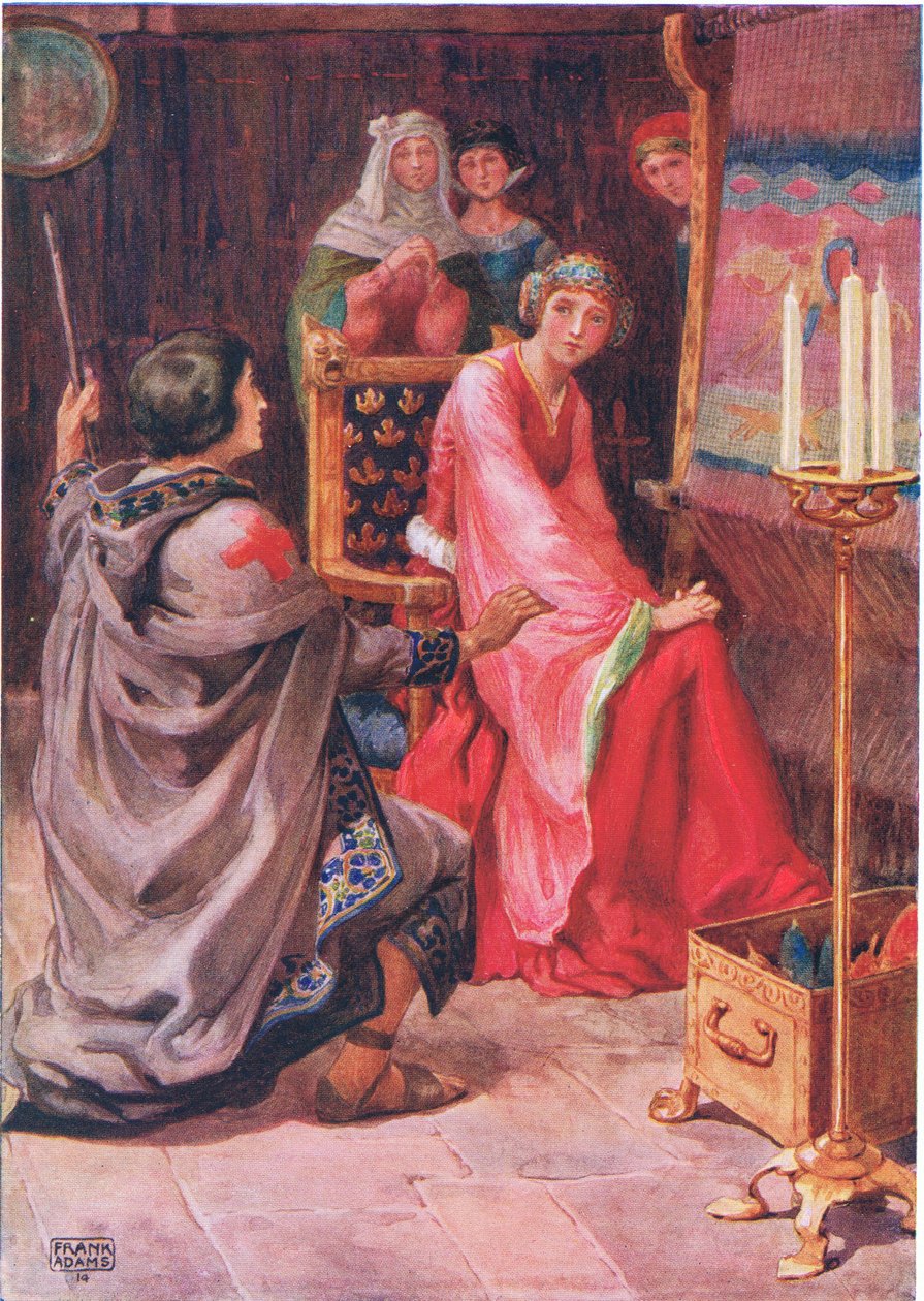 "O Peregrino e a Rainha" de "The Staff Scrip", de Dante G. Rossetti (1828-82) ilustrado em 
