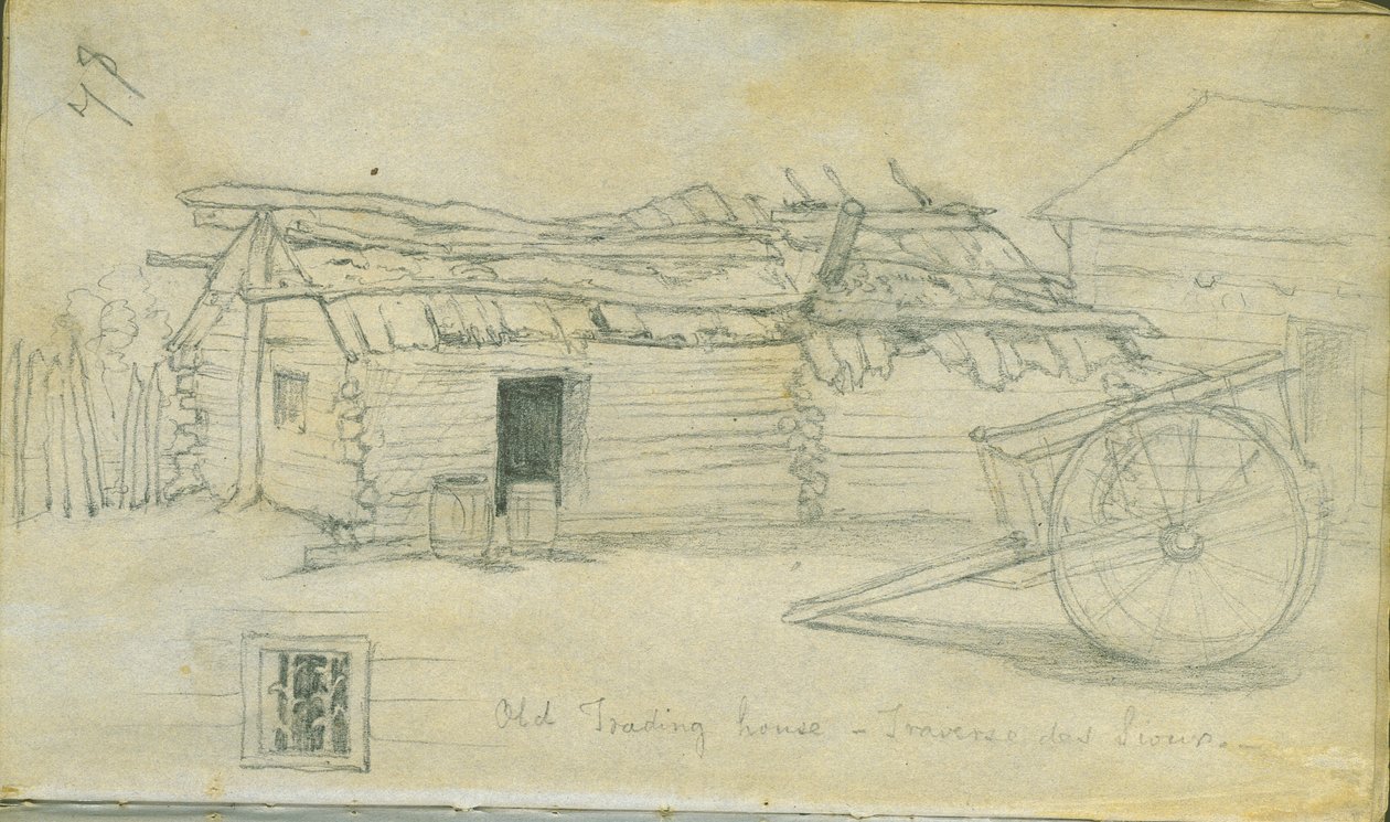Antiga casa de comércio, Traverse des Sioux, 1851 de Frank Blackwell Mayer