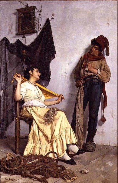 Tecelagem de Redes de Pesca de Frank Bramley