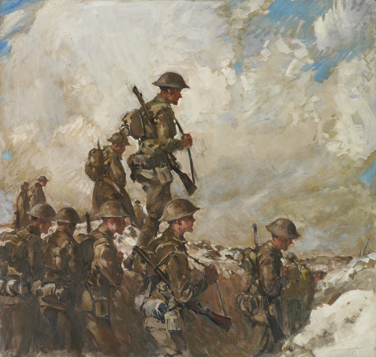 Pelas seivas a Pozieres, c.1918 (óleo sobre tela) de Frank Crozier