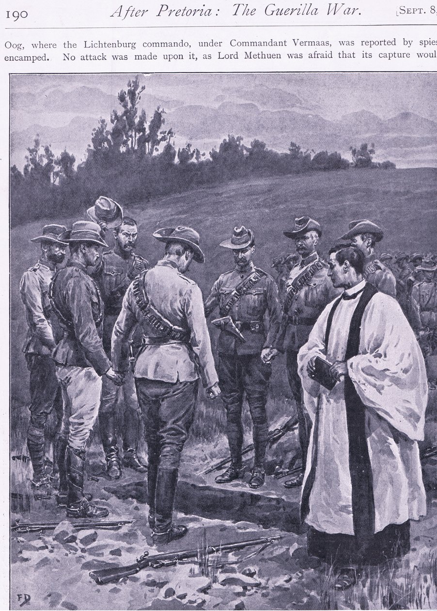 Juramento de vingança, ilustração de After Pretoria: The Guerilla War, 1902 de Frank Dadd
