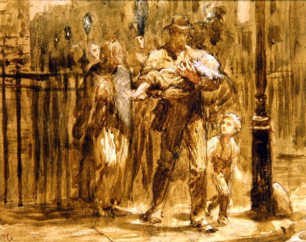 Uma Família Urbana (lápis, aguarela e cor de corpo sobre papel) de Frank Dicksee