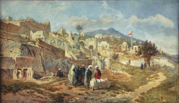 Um Cemitério Árabe, 24 de Outubro de 1882 (aguarela e lápis sobre papel) de Frank Dillon