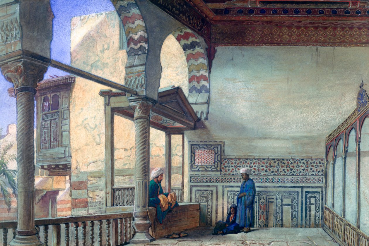 Loggia, Recepção de verão, Memlook Radnau Beys House, Cairo, 1870 de Frank Dillon
