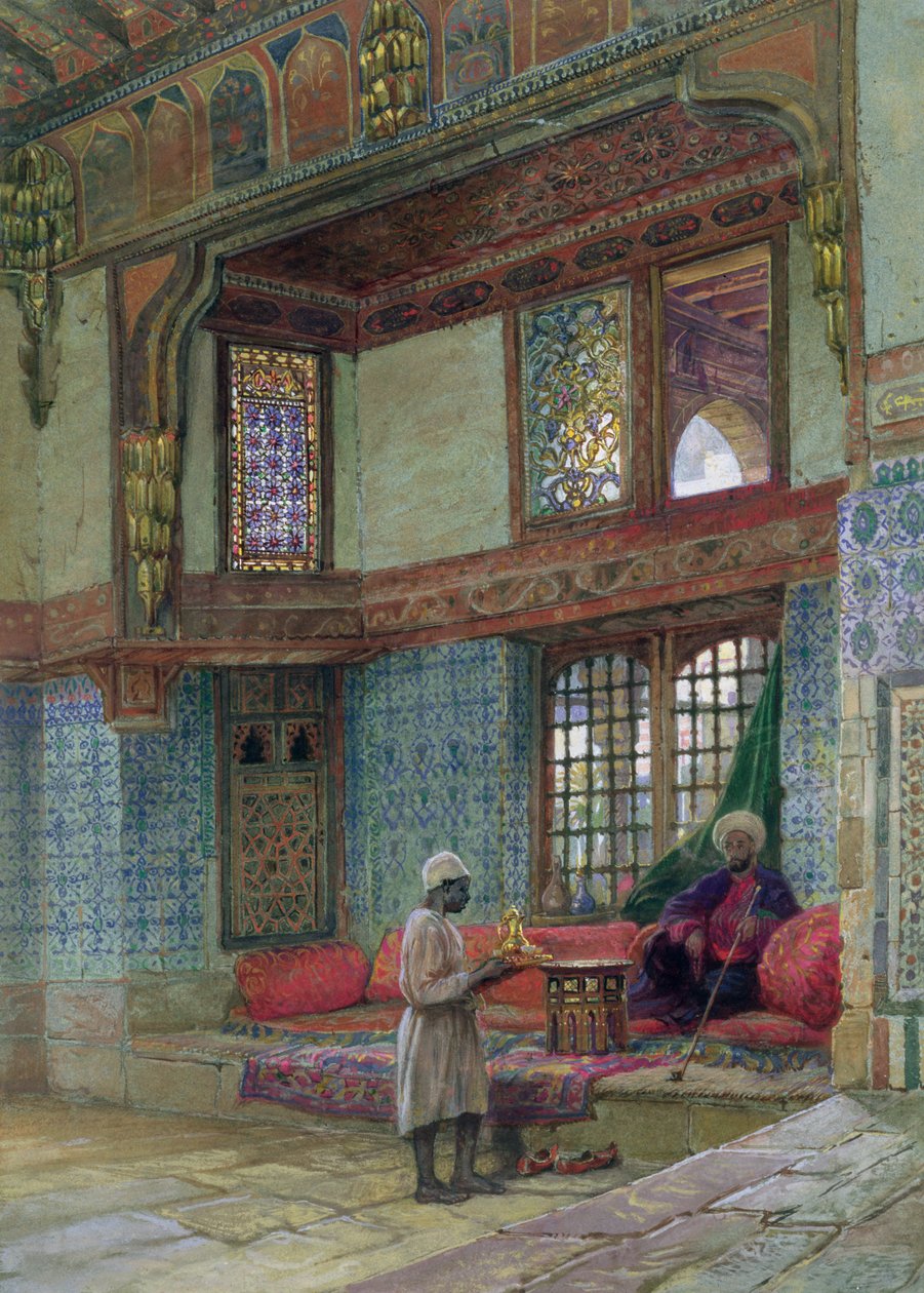Recesso na sala de recepção na casa do Mufti Sheik El Mahadi, Cairo (wc no papel) de Frank Dillon