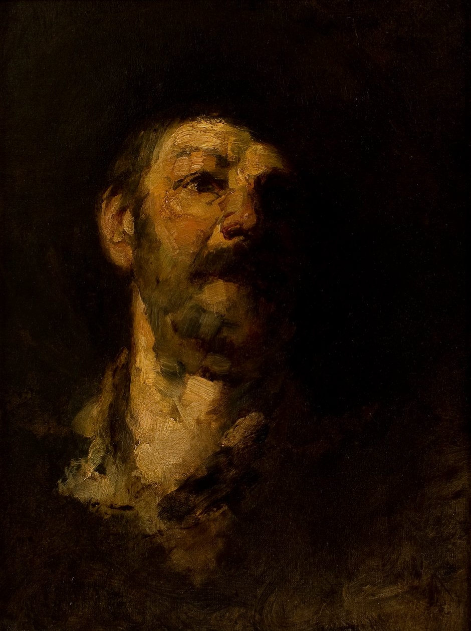 Cabeça de estudo, homem com chapéu de Frank Duveneck