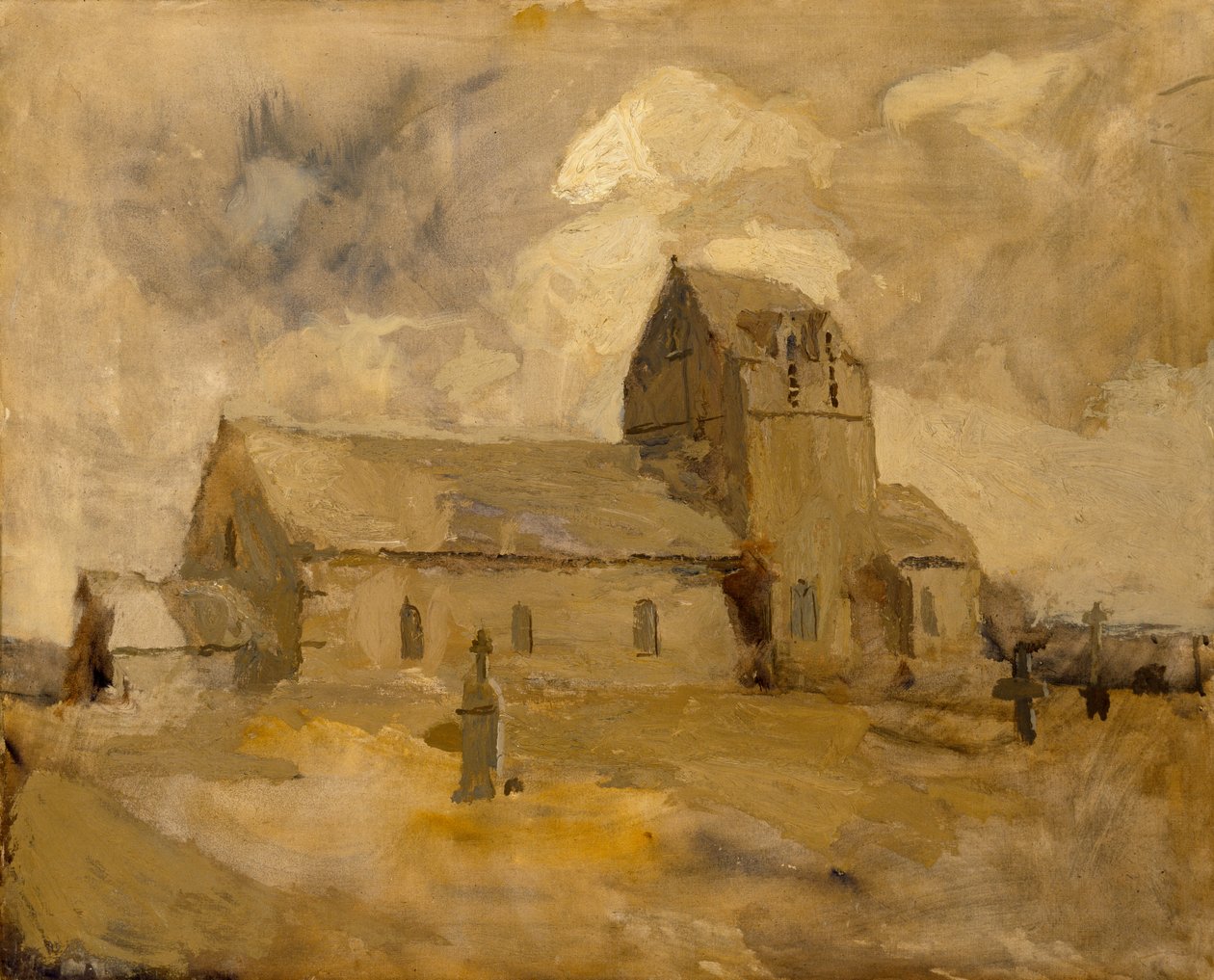 Village Church and Cemetery, Bretanha, s.d. de Frank Edwin Scott