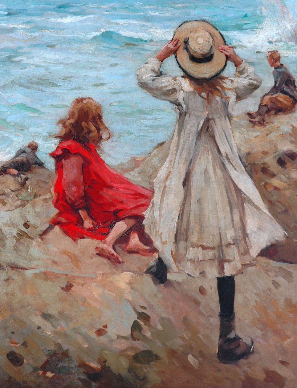 Crianças à beira-mar, 1910 de Frank Gascoigne Heath