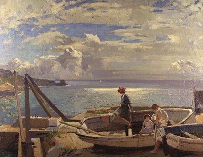 Lamorna Cove - Último Dia de Feriados de Frank Gascoigne Heath