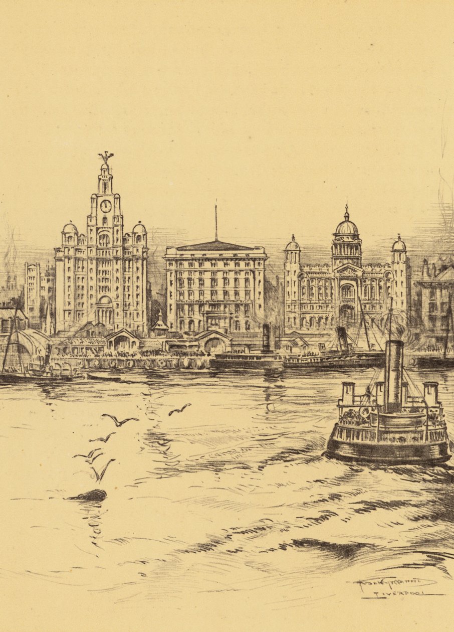 Liverpool, The New Water Front (litografia) de Frank Greenwood