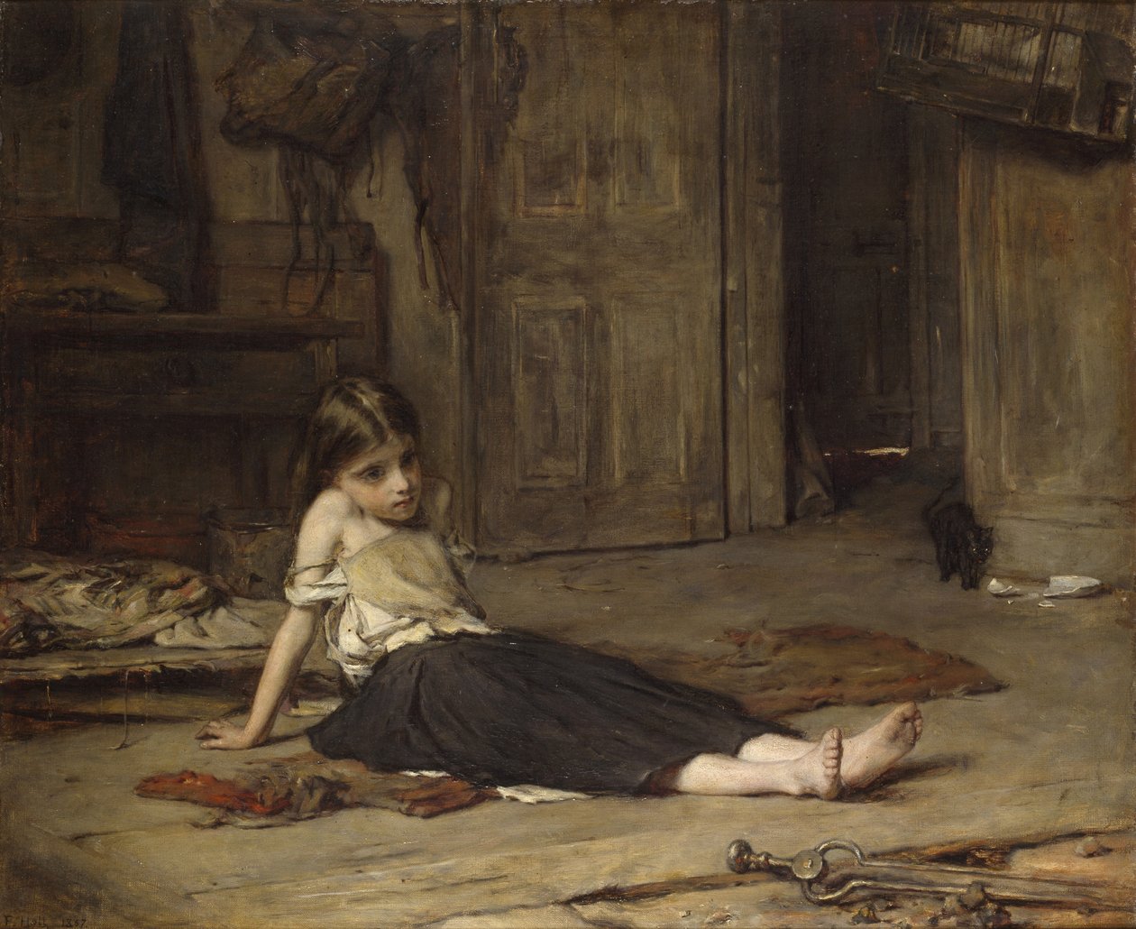 Menina no Fireside, 1867 de Frank Holl