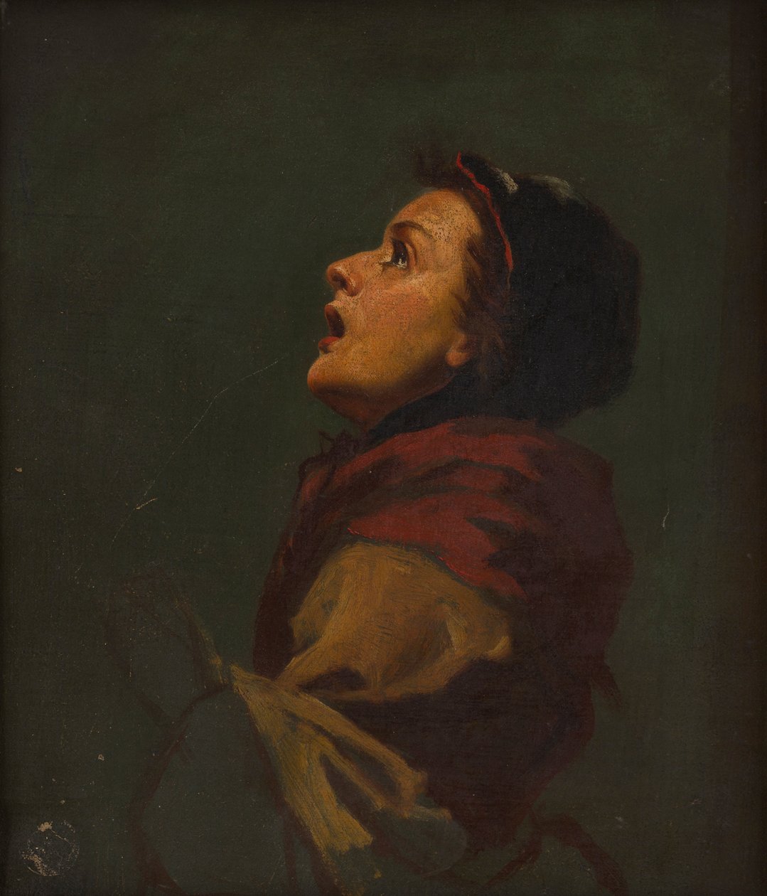 Estudo de uma mulher olhando para o céu (óleo sobre tela) de Frank Holl