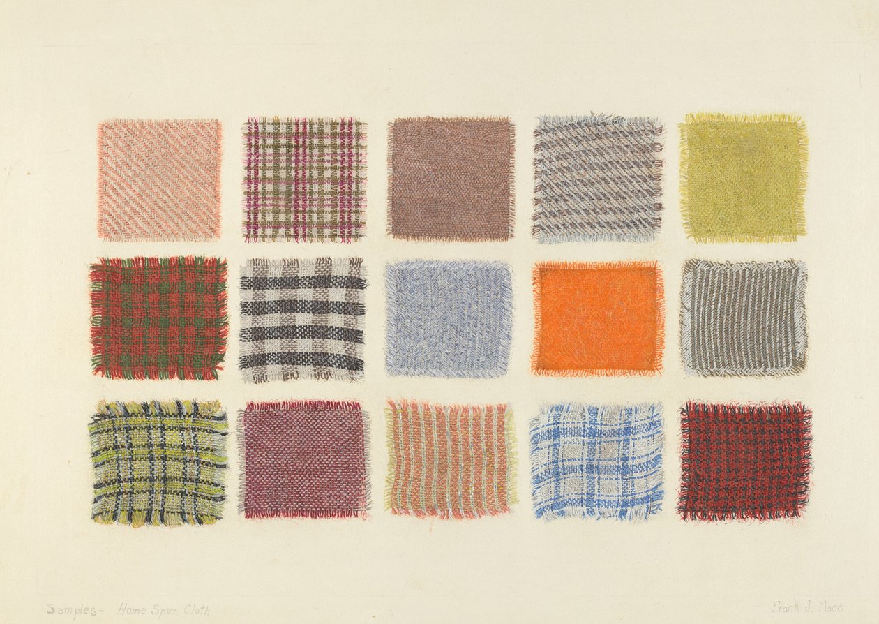 Amostras de pano de fábrica de Frank J. Mace