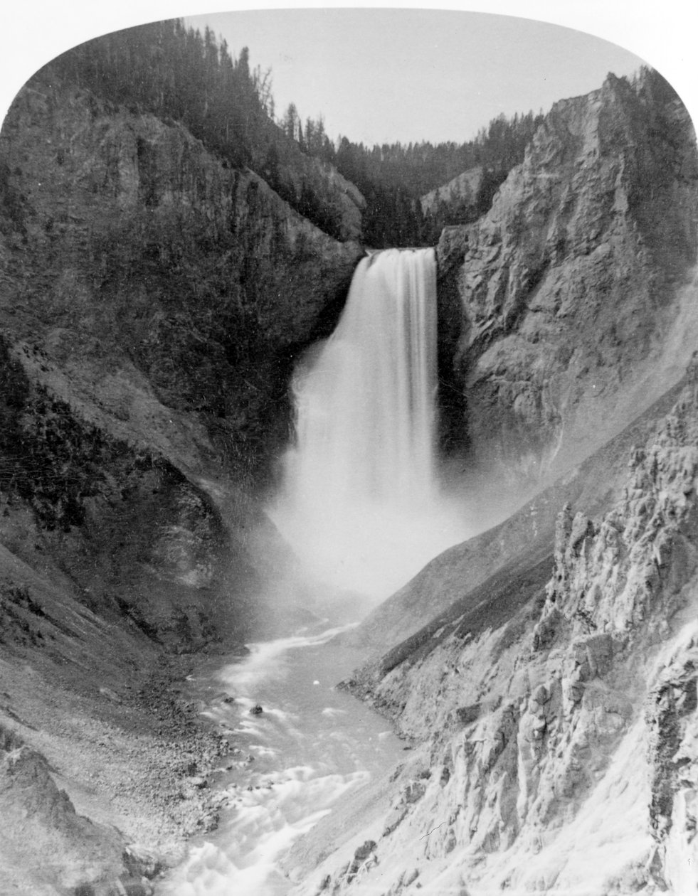 Great Falls of the Yellowstone, 360 pés, c.1883 (foto a p/b) de Frank Jay Haynes