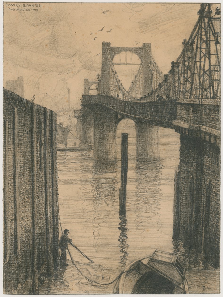 Ponte suspensa de Chelsea (gravura) de Frank Lewis Emanuel