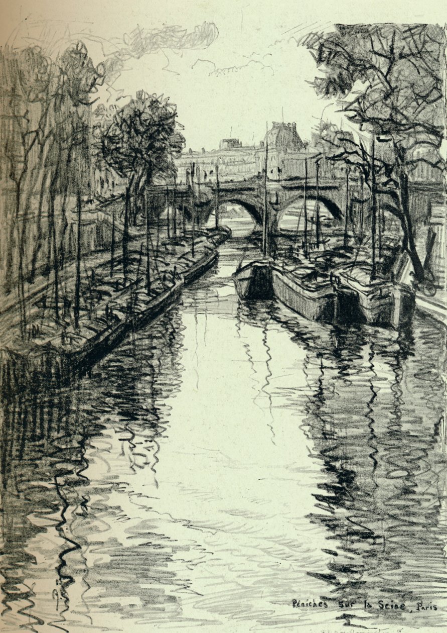 Barcaças no Sena, 1915 de Frank Milton Armington