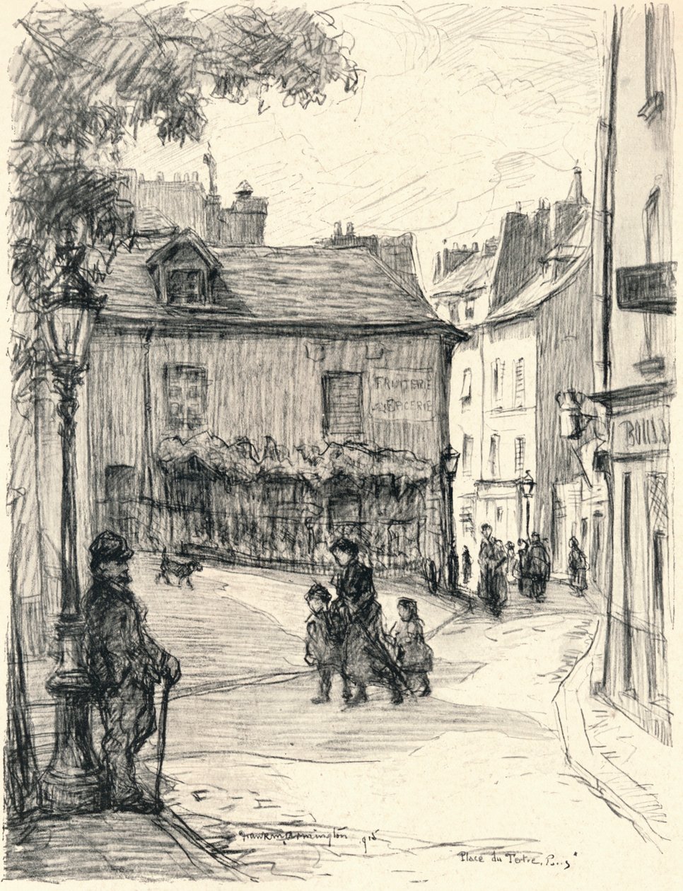 Place du Tertre, Montmartre, 1915 de Frank Milton Armington