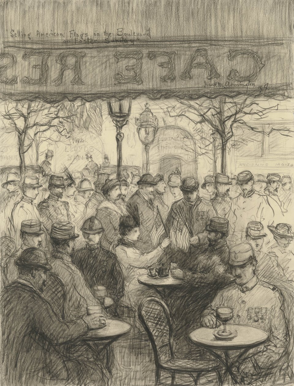 Vendendo Bandeiras Americanas no Boulevard no Domingo de Páscoa de 1917 de Frank Milton Armington