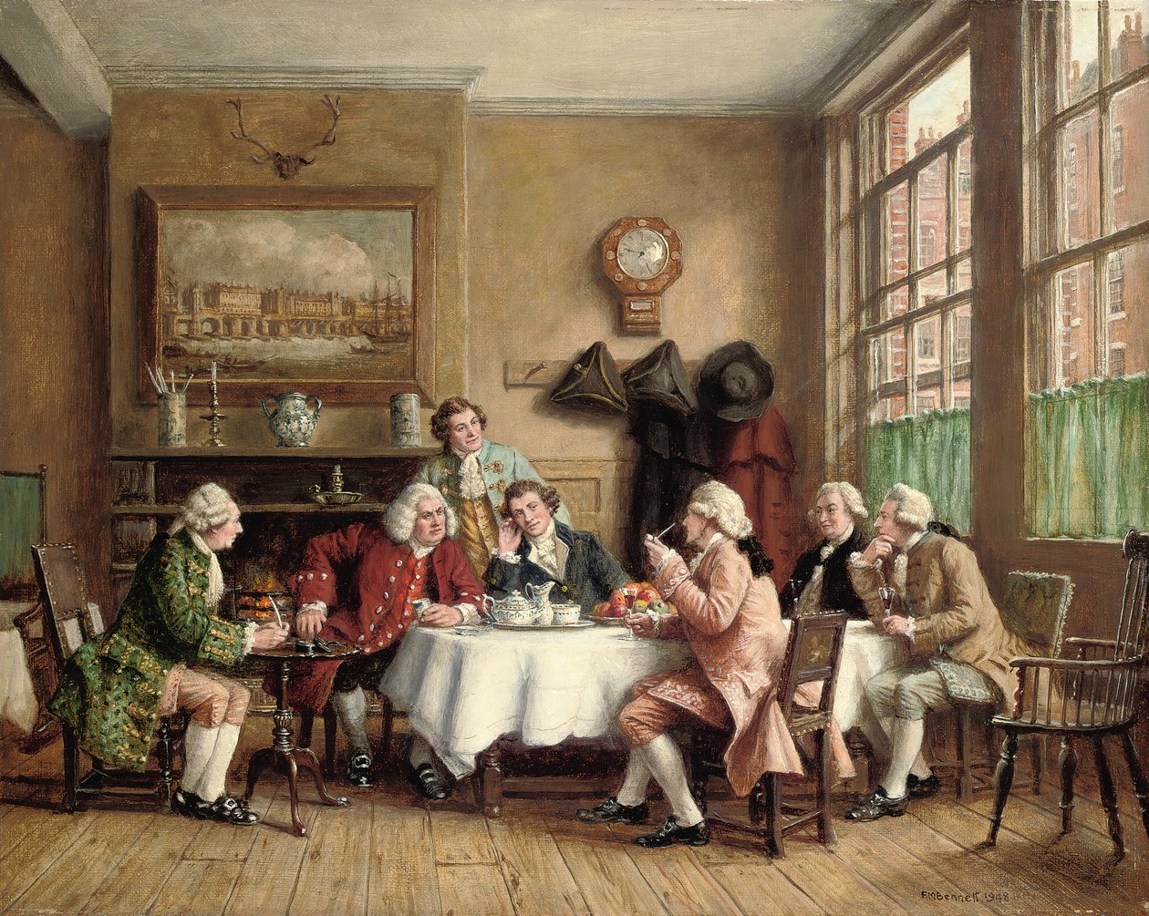 Dr. Johnson no Cheshire Cheese, Fleet Street de Frank Moss Bennett