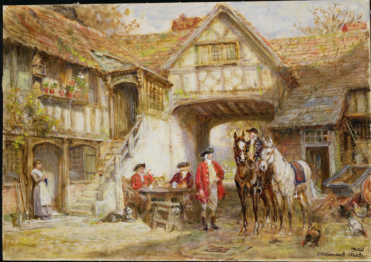 Estalagem de Wayside (esboço a óleo) de Frank Moss Bennett