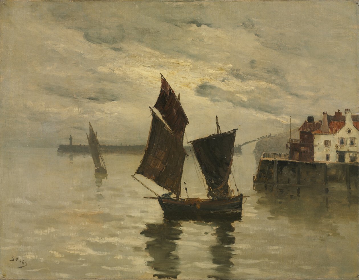 Cena do porto, sem data (óleo sobre tela) de Frank Myers Boggs