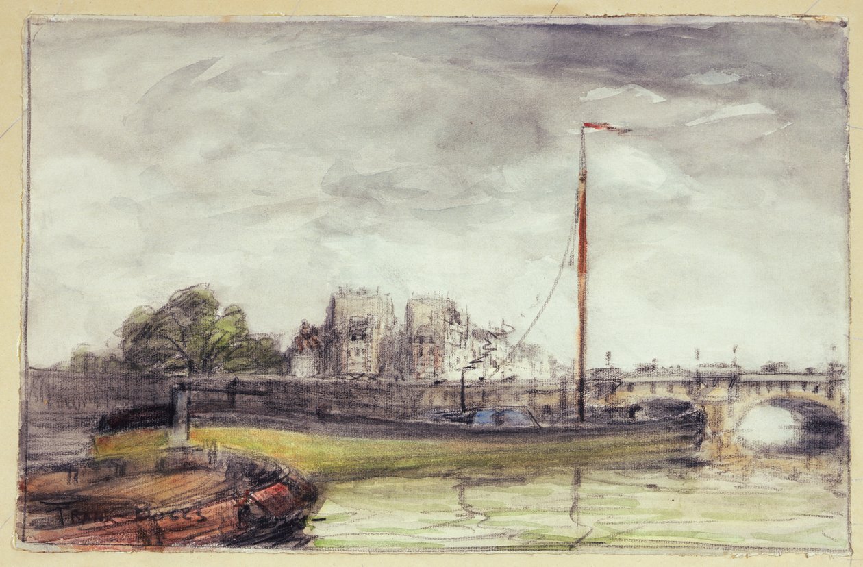 Le Pont-Neuf (guache e carvão sobre papel) de Frank Myers Boggs