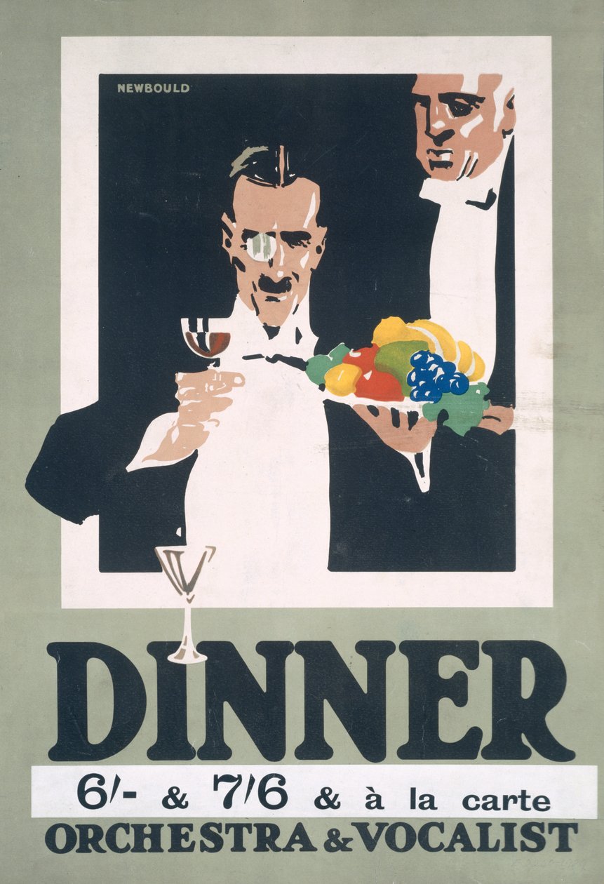 Anúncio para Jantar e Orquestra e Vocalista (cor litho) de Frank Newbould