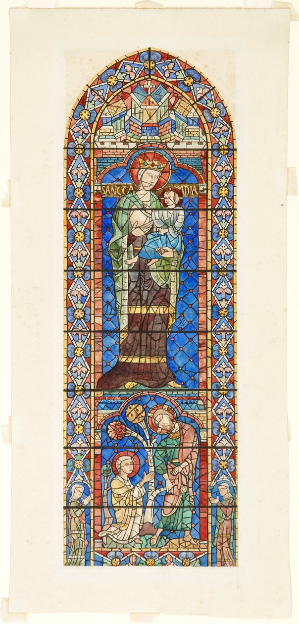 Estudo do Vidro Manchado, Clerestório Norte da Nave, Catedral de Chartres, França de Frank Randal
